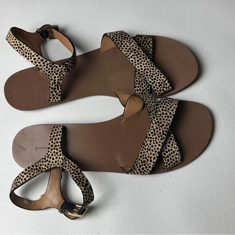 J.Crew Women's Animal Print Ankle Strap Sandals Sz 8 - Image 9