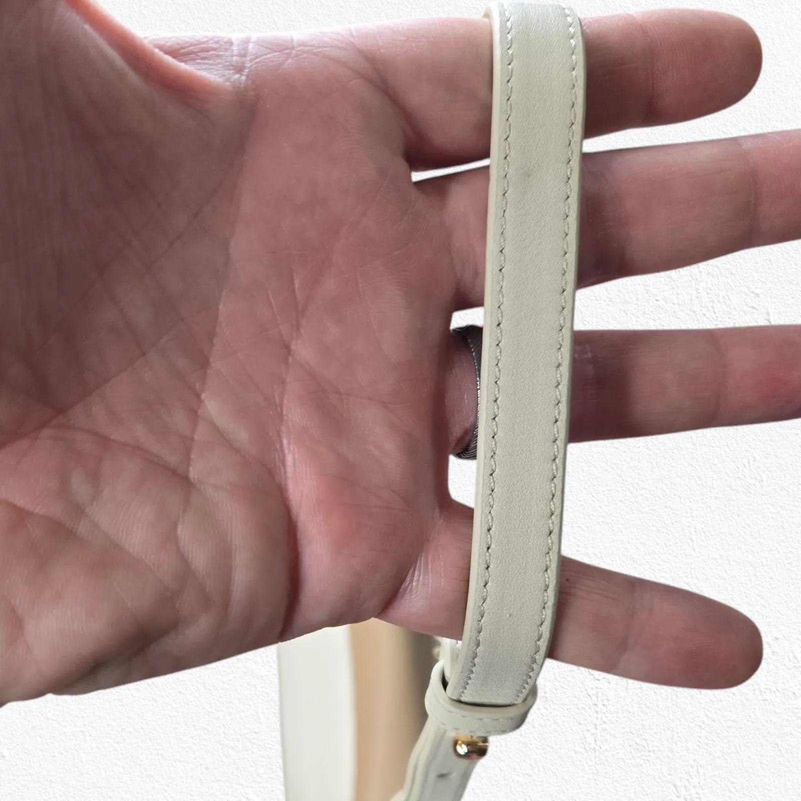 LUANA Beige White Gold Hardware Adjustable Strap Italy Leather Crossbody Bag Tan - Image 8