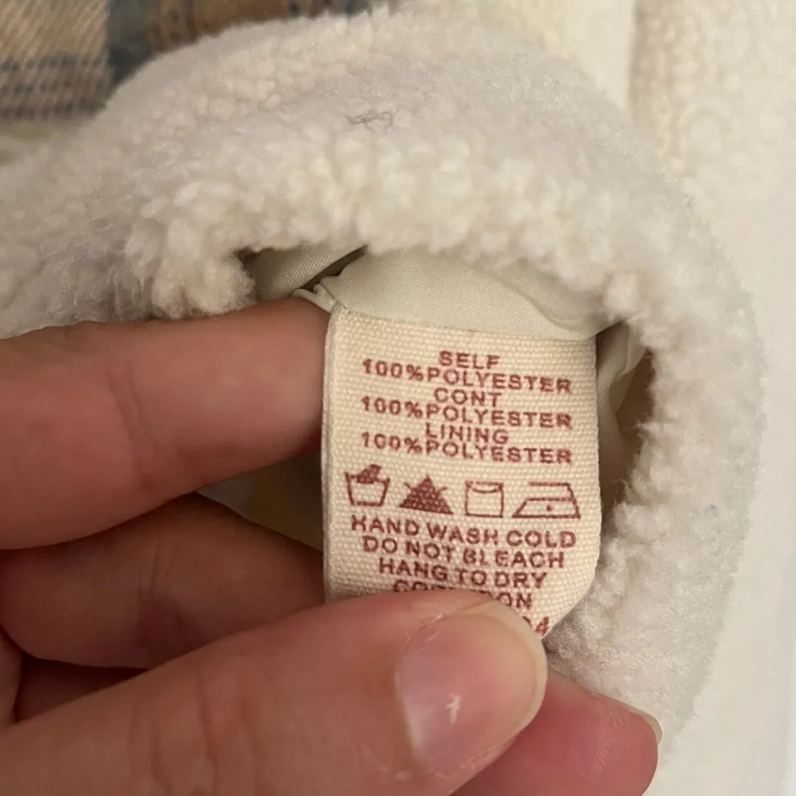 Hem Thread Sherpa Flannel Crop Womens Shacket Sz S Preppy Y2K Cottage Snap Cozy - Image 11