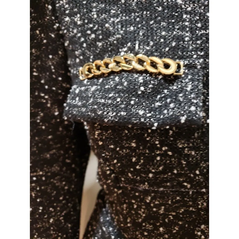 SHELN Women's Black & White Polyester Long Sleeve Button Front Romper Size M - Image 4