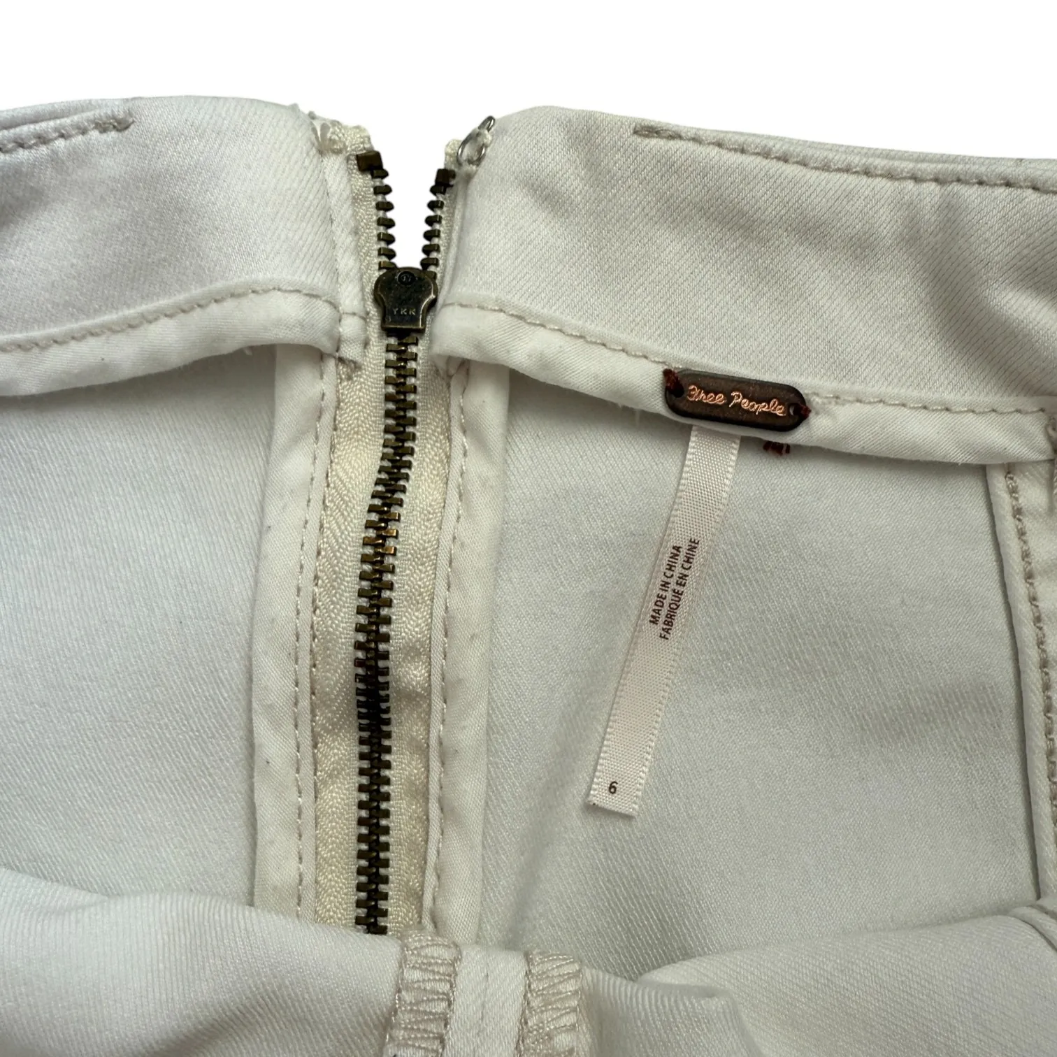 Free People Ivory White Denim Mini Skirt Women's Size 6‎ A-Line - Image 2