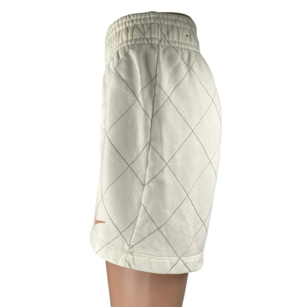 Nike Women's White Quilted Fleece Pull On High Waisted Mini Sweat Shorts Size S - Image 2