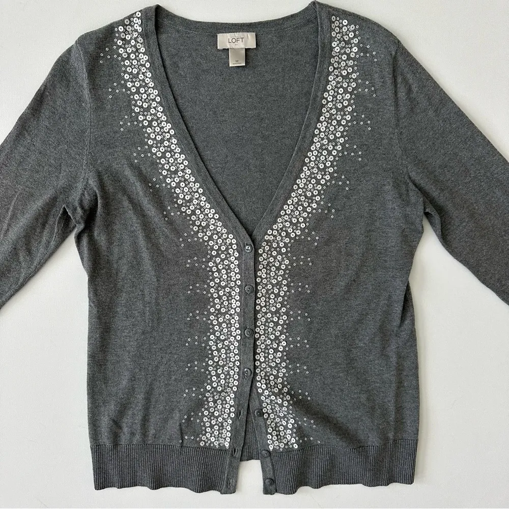 Ann Taylor LOFT Gray Women’s Cardigan Size M - Image 15