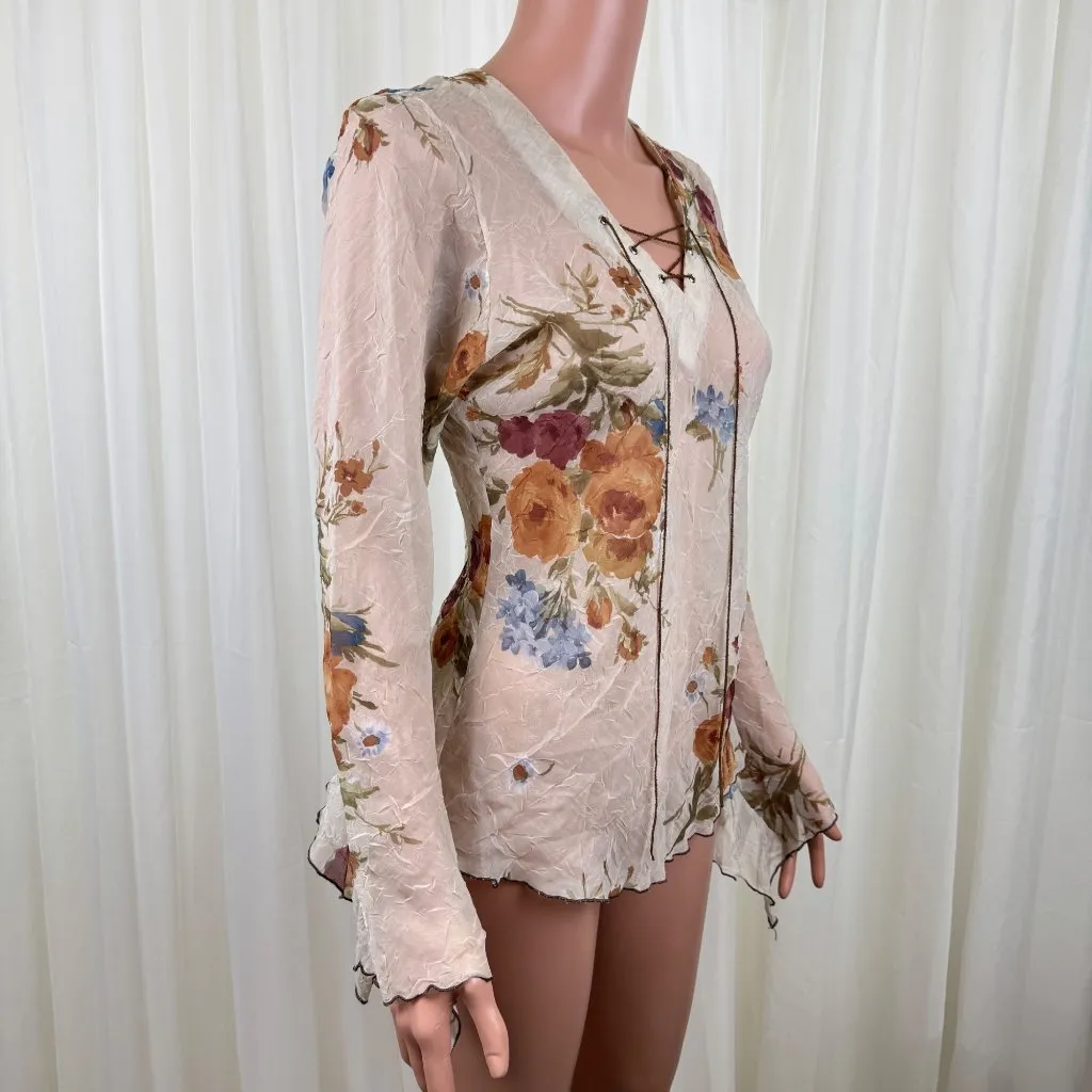 90's Y2K Freelance Floral Bell Sleeves V - Image 4