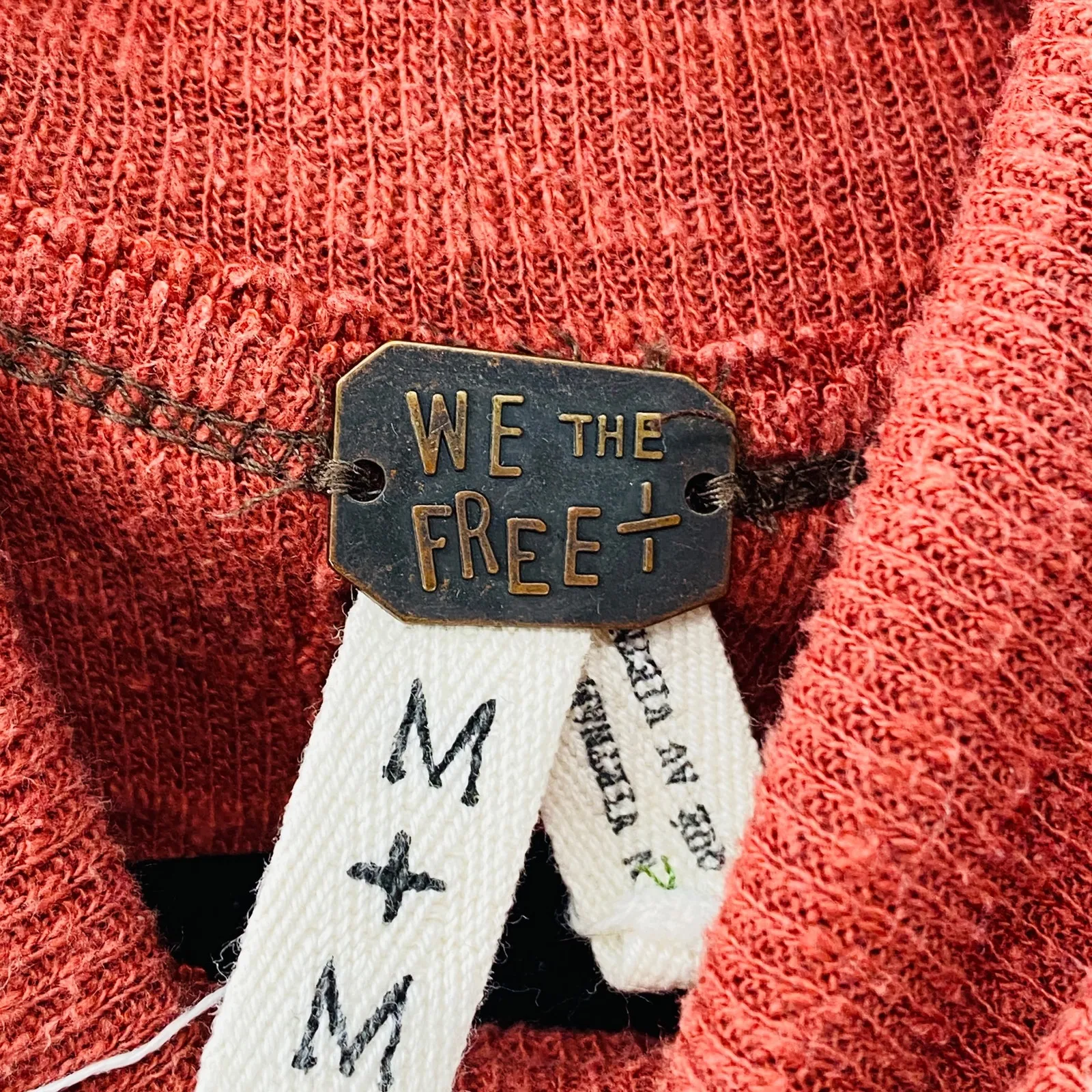 Free People We The Free Split Back Red Long Sleeve Knit Turtleneck Top Sm Rustic - Image 5