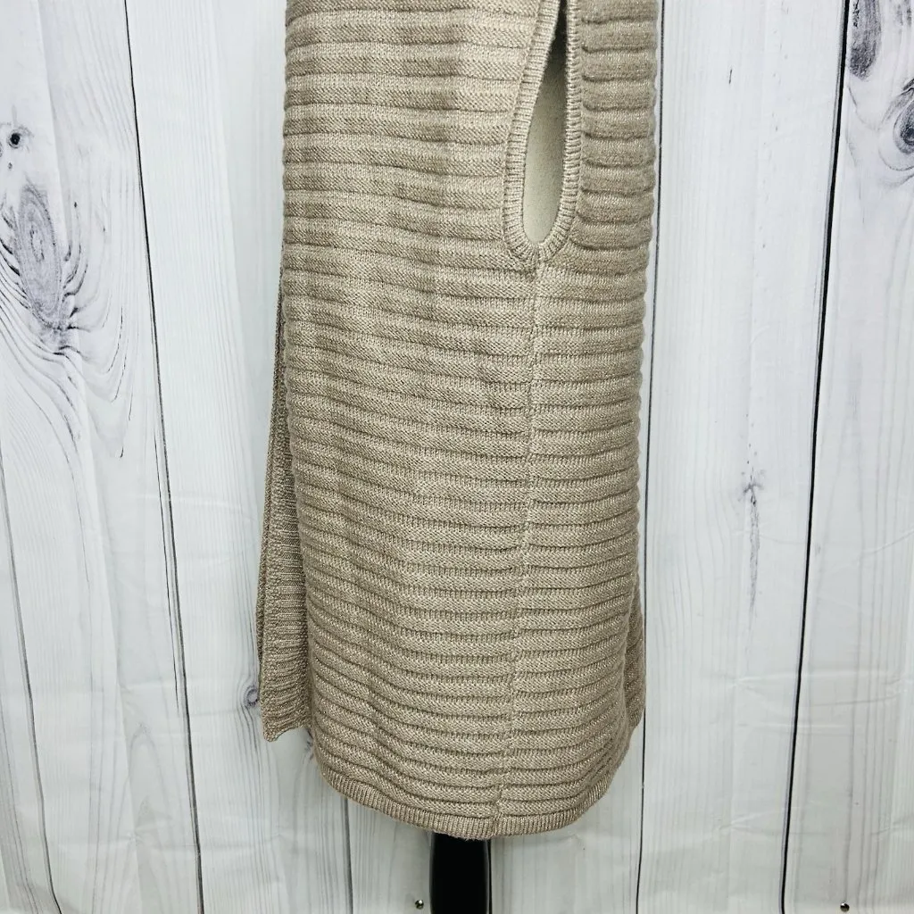 Chico's  Taupe and Silver Sleeveless Long Sweater Vest Size 1 Medium - Image 7