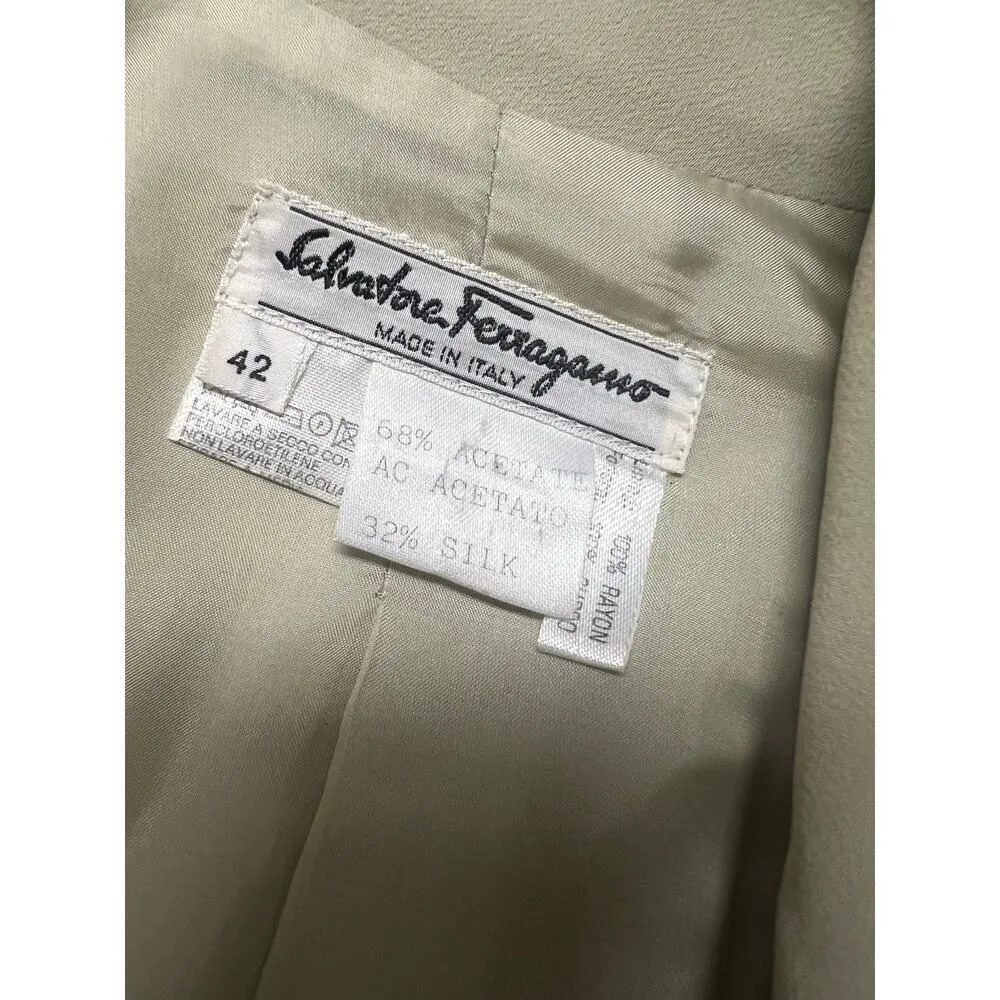 SILK SALVATORE FERRAGAMO VINTAGE DOUBLE BREASTED BLAZER WITH GOLD HEEL BUTTONS - Image 4