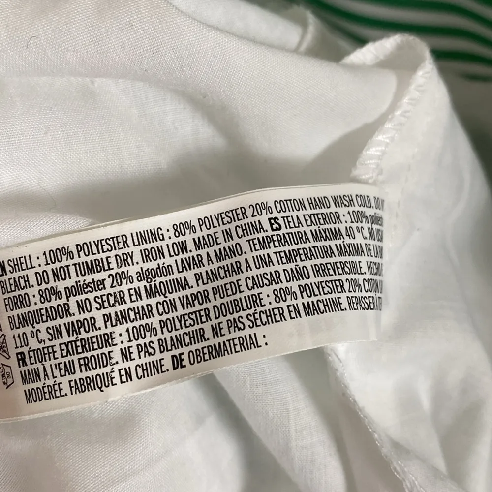 English Factory Tie Sleeve Bow Bardot Dress Striped Green and White Size M - Image 14