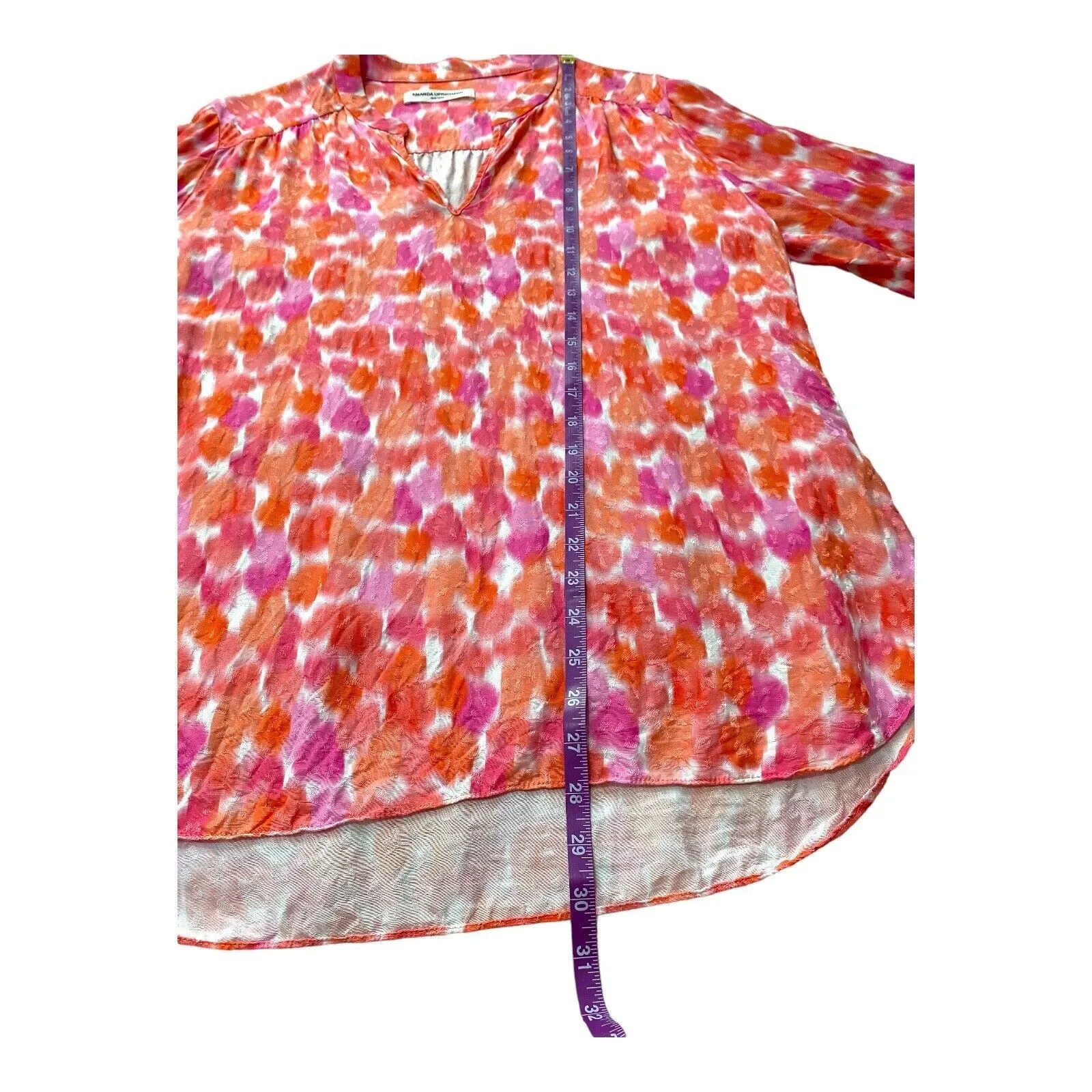 Amanda Uprichard Everyday Top in Rosato Print Pink Orange Spring Blouse Size‎ L - Image 7