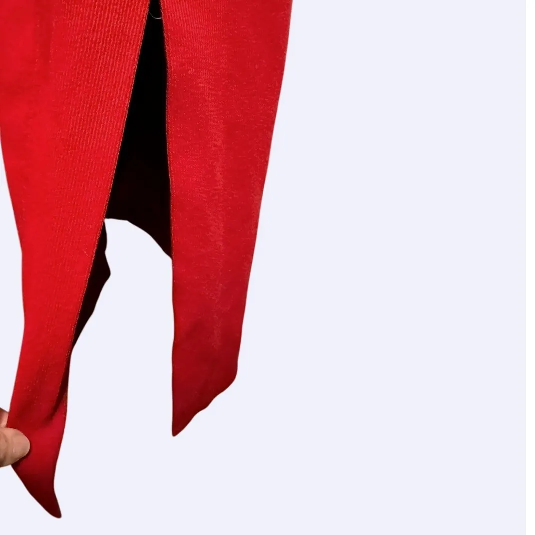 Vintage 90s BCBGMAXAZRIA Timeless Micro Ribbed Sheath Dress Made in USA Size 6 Red - Image 5