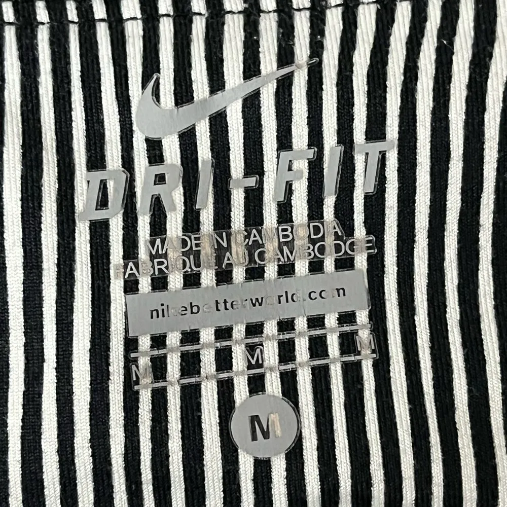 Nike Dri-Fit Leggings Women M Black White Swirl Stripe Yoga Running Pants - Image 6