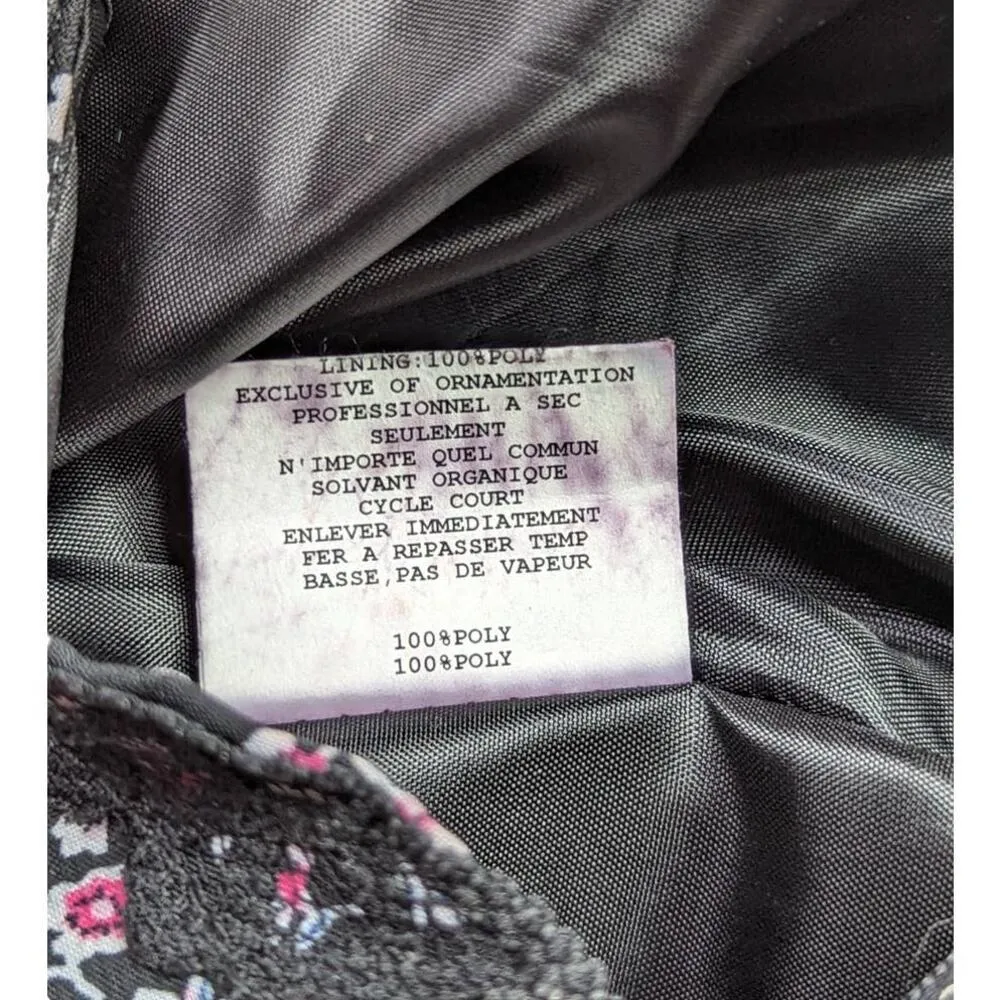 Jessica McClintock Strapless Floral Print Drop Waist Semi Formal Dress Black - Image 5