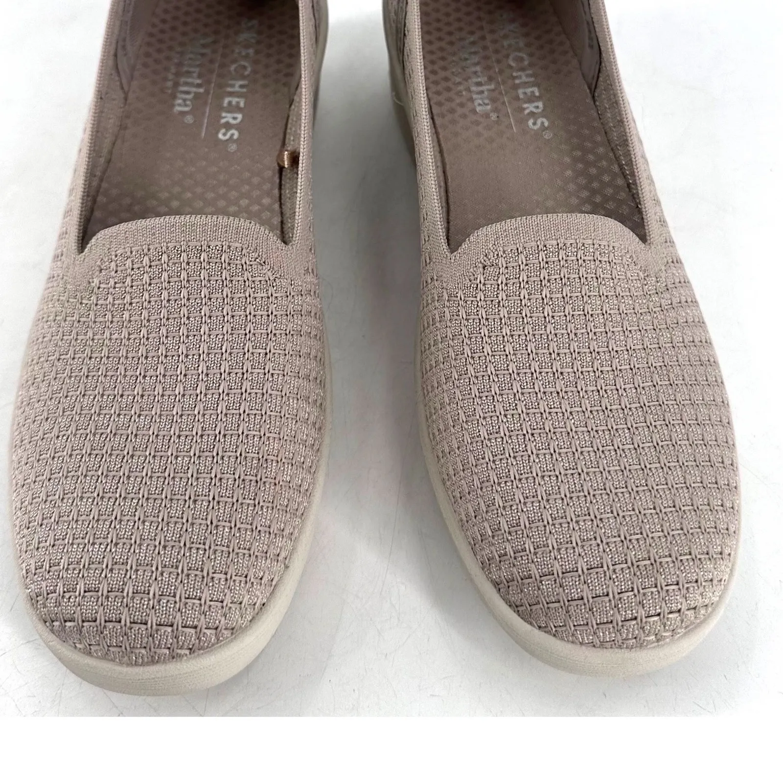Skechers Martha Stewart Slip On Wedges Women's Taupe Knit Wedge Sneakers Size 9 - Image 4
