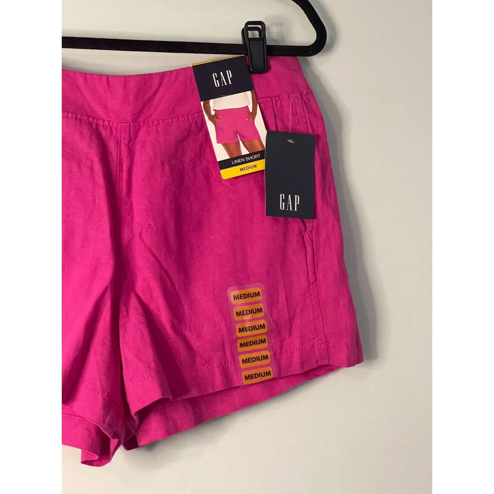 NWT GAP Linen Blend Pull On Shorts Women's Medium Very Berry Pink Elastic Waist - Image 2