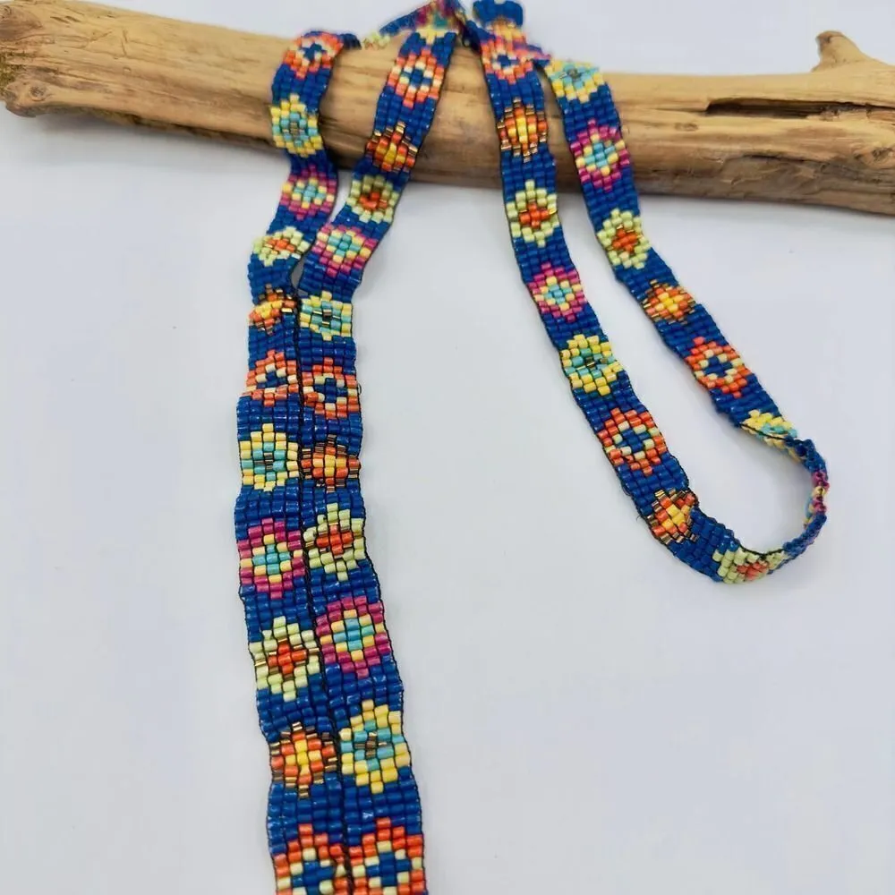 Vintage Southwest Seed Bead Chain Link Native Tribal Necklace - Image 2