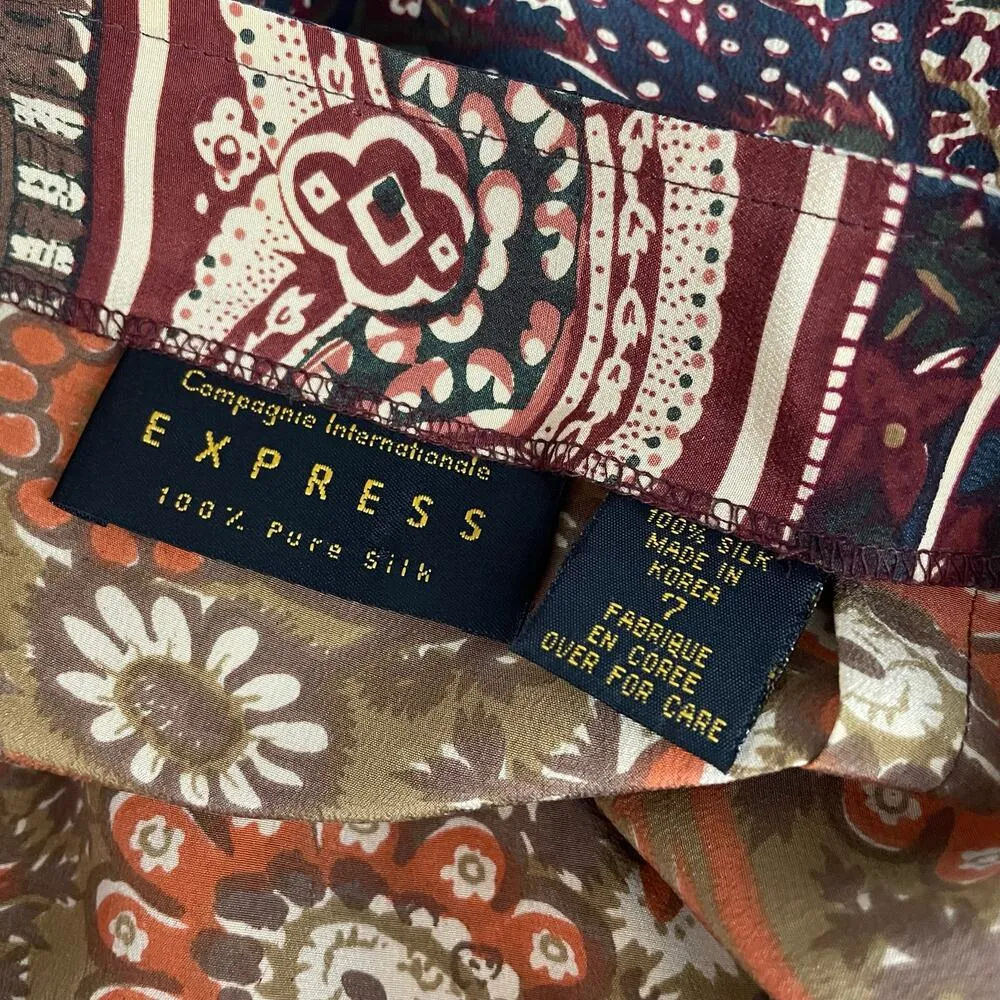 Vintage 90s  Silk Wrap Skirt Floral Western Bohemian High Waist 7 26 - Image 8