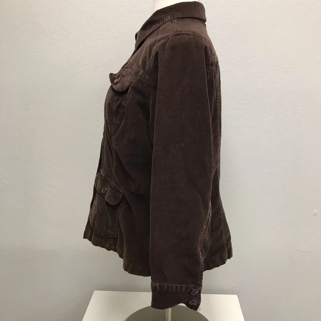 Y2K Women's Brown Corduroy Jacket - size 1X (approximated) - Image 2