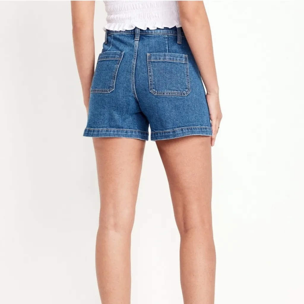 High Waisted Jean Trouser Shorts - Image 2