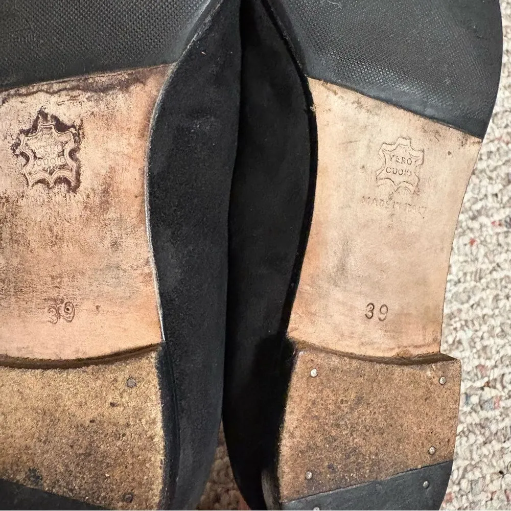 Manolo Blahnik Suede Point Toe Loafer Black- Size 39 (9) - Image 10