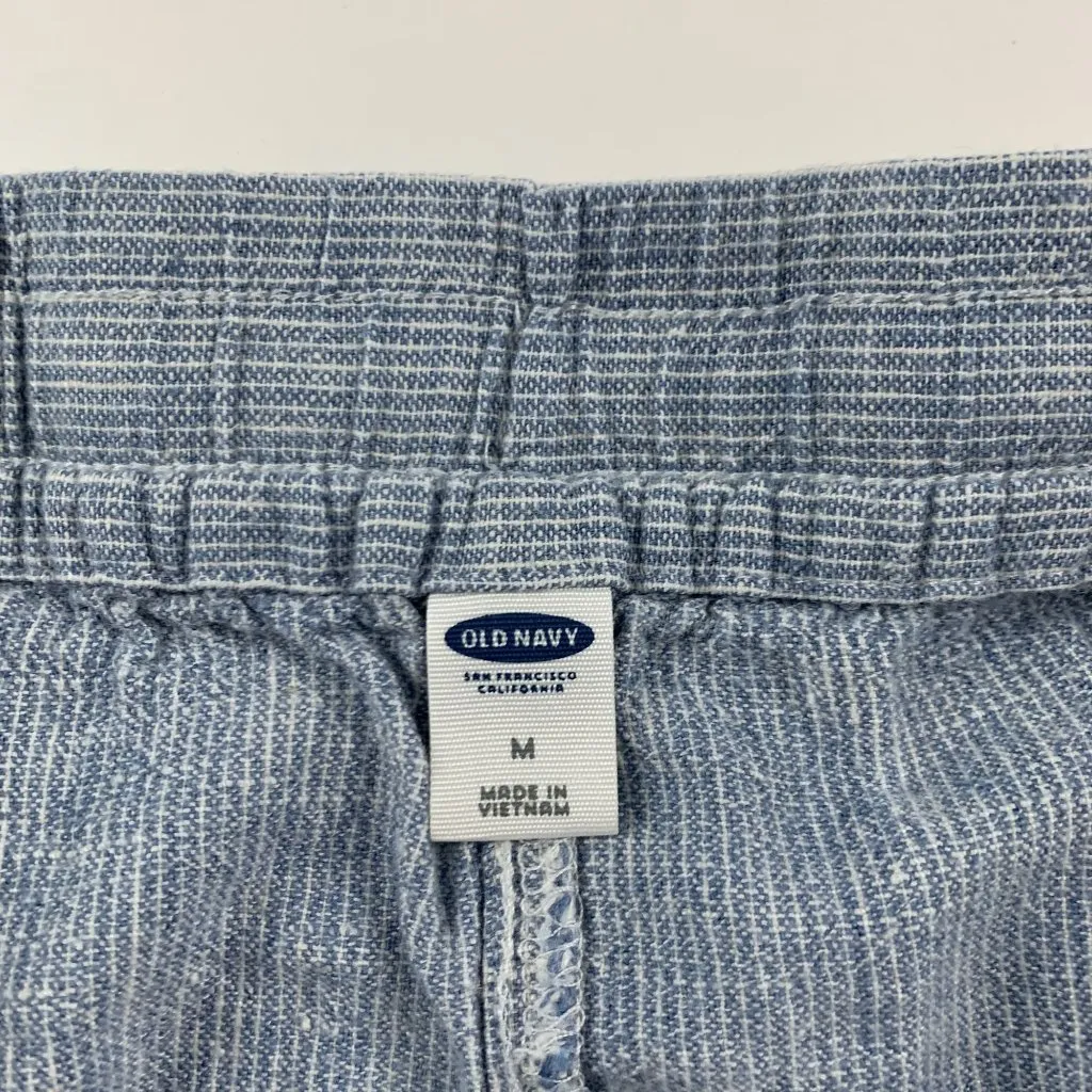 Old Navy  Light Blue Striped Linen Blend Pull On Skirt M - Image 2