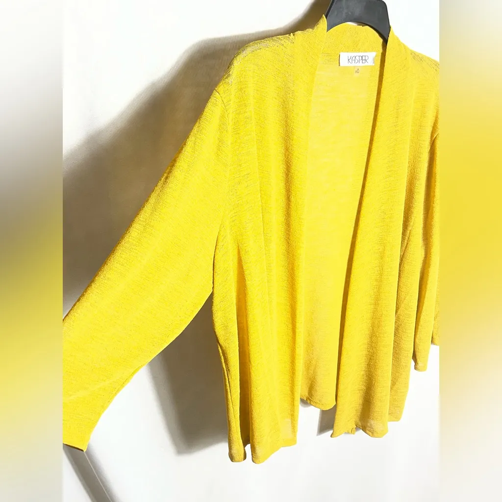 Kasper Womens Open Front Cardigan Butterscotch Yellow Lightweight 3X NWT - Image 2