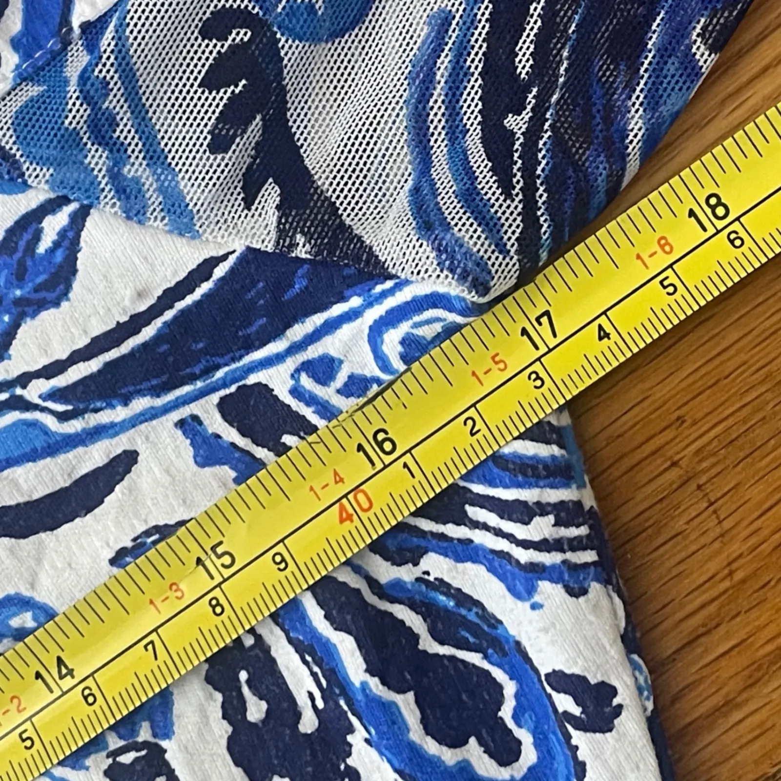 IBKUL Marley Print Bell Sleeve Mini Dress XS Blue Active Athleisure Golf Sporty - Image 6