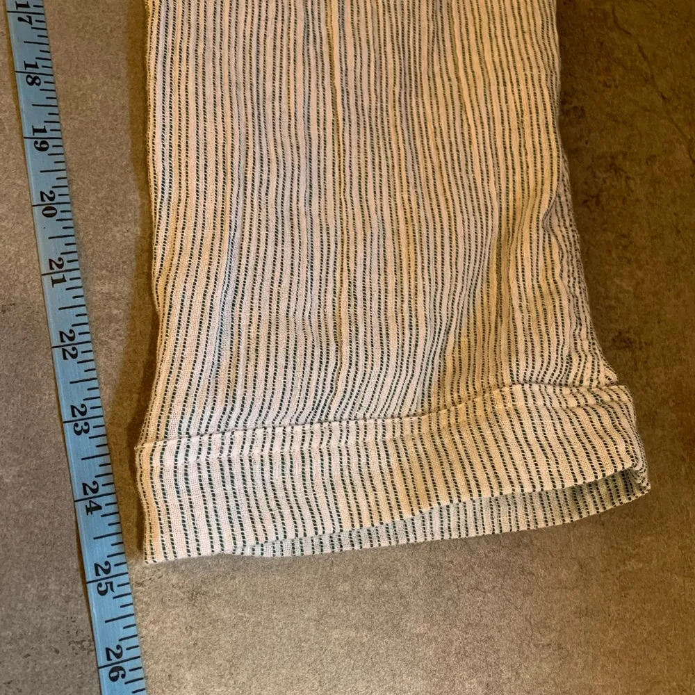 Free People High Rise Cotton Lagenlook Pants Blue Striped Size 2 S Small - Image 7