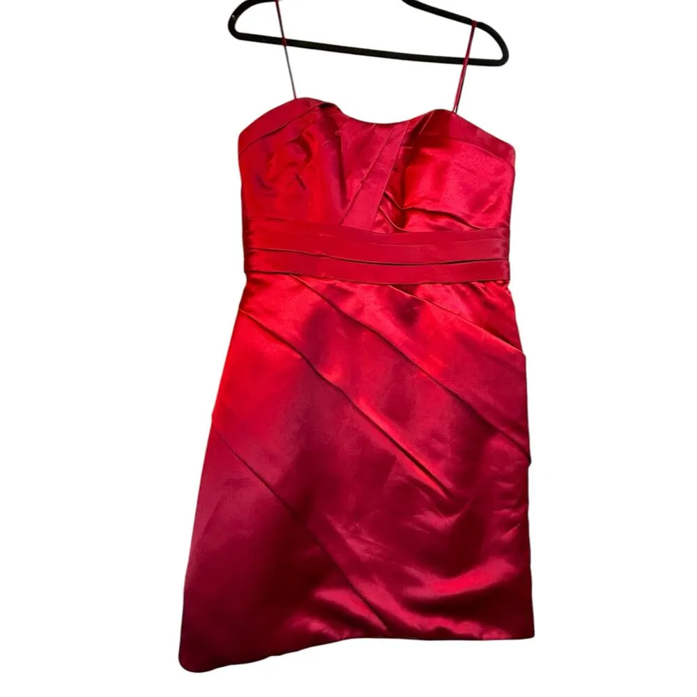 Red Satin Sorella Vita Sweetheart Cocktail Dress - Size 14 - Image 13