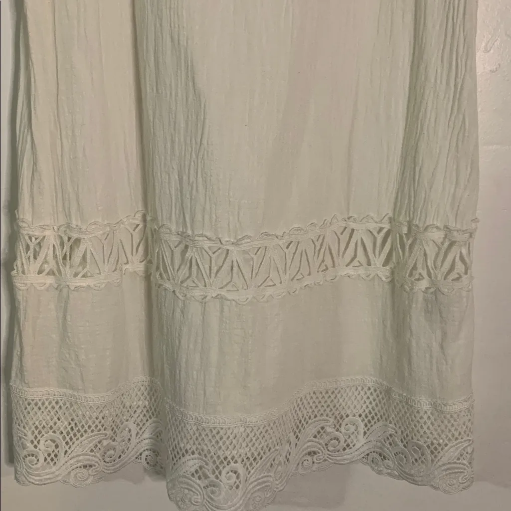 Sleeveless White Lace Dress Size XS - Image 3