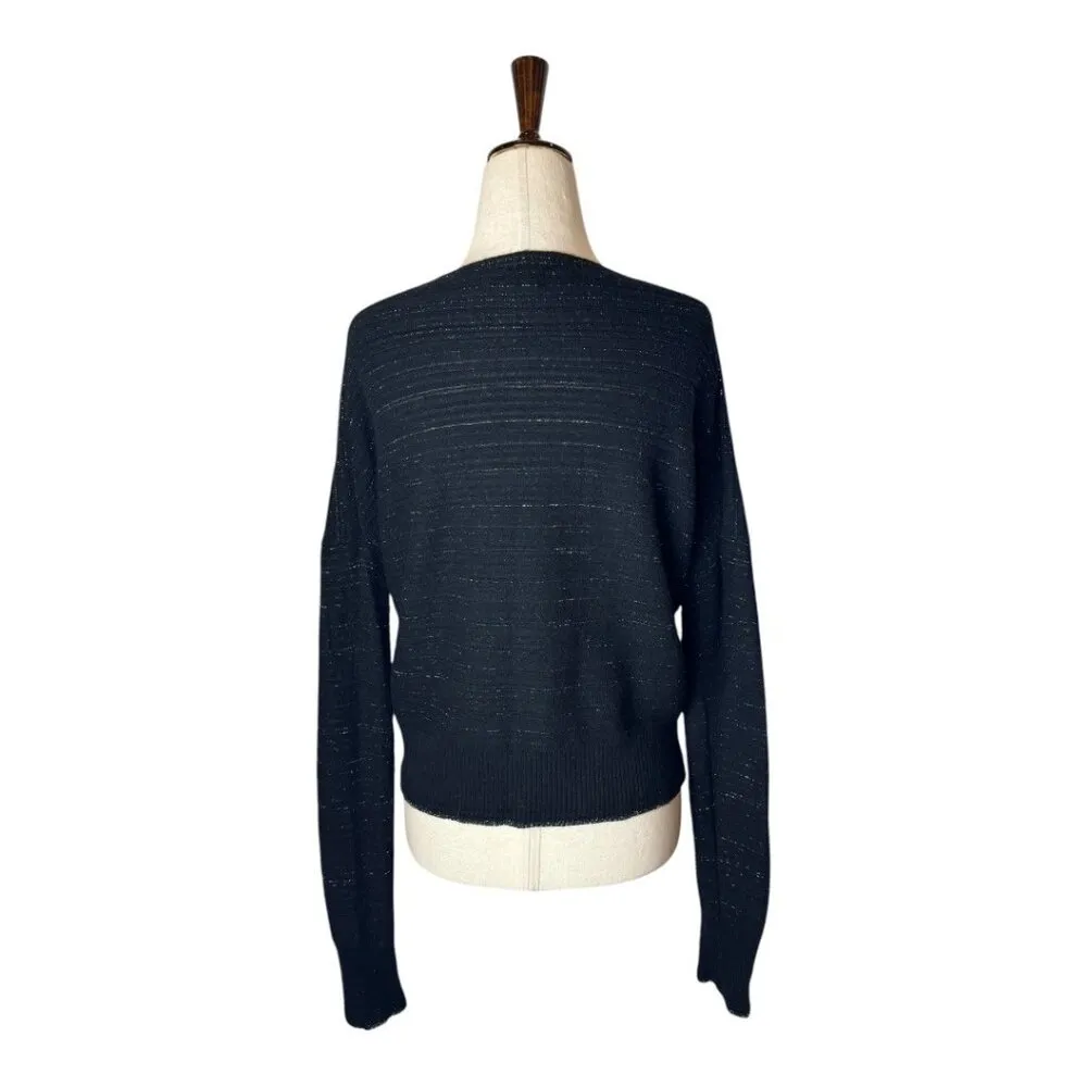 Maje Sweater Women Medium Black Metallic Wool Cashmere Blend Knit Pullover‎ - Image 2