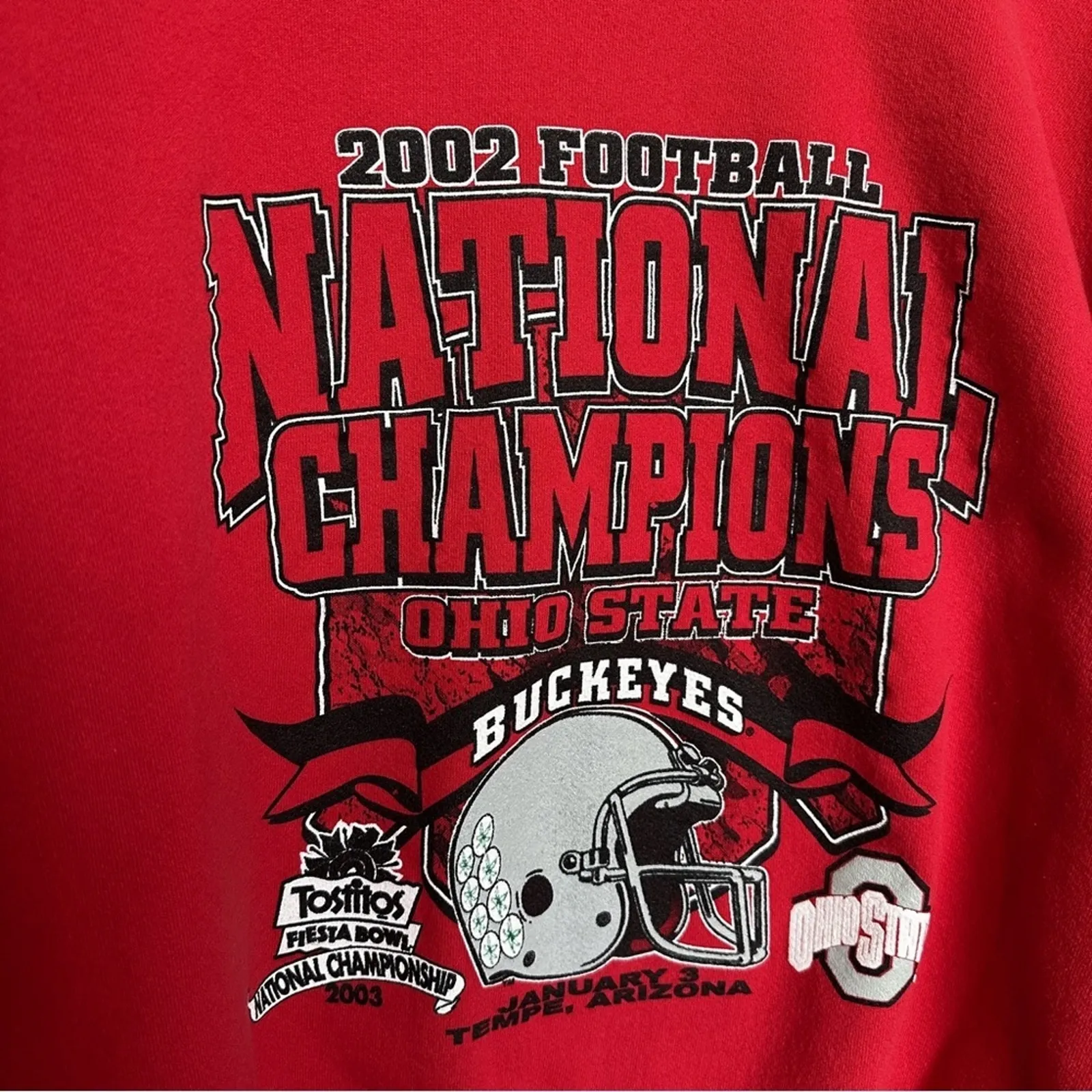 Vintage Ohio State Buckeyes 2002 National Champions Tostito Bowl Sweatshirt Size XL - Image 2