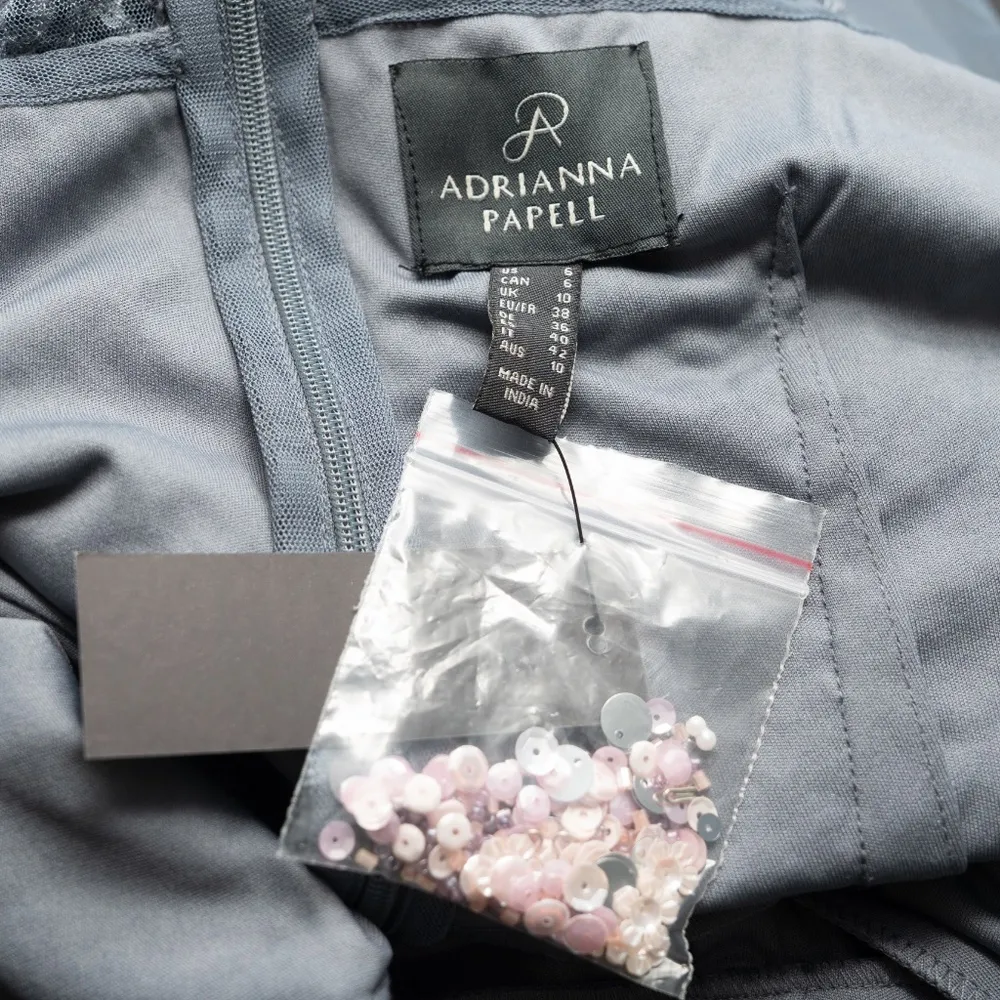 Adrianna Papell Beaded Mesh Shirred Gown - Image 4