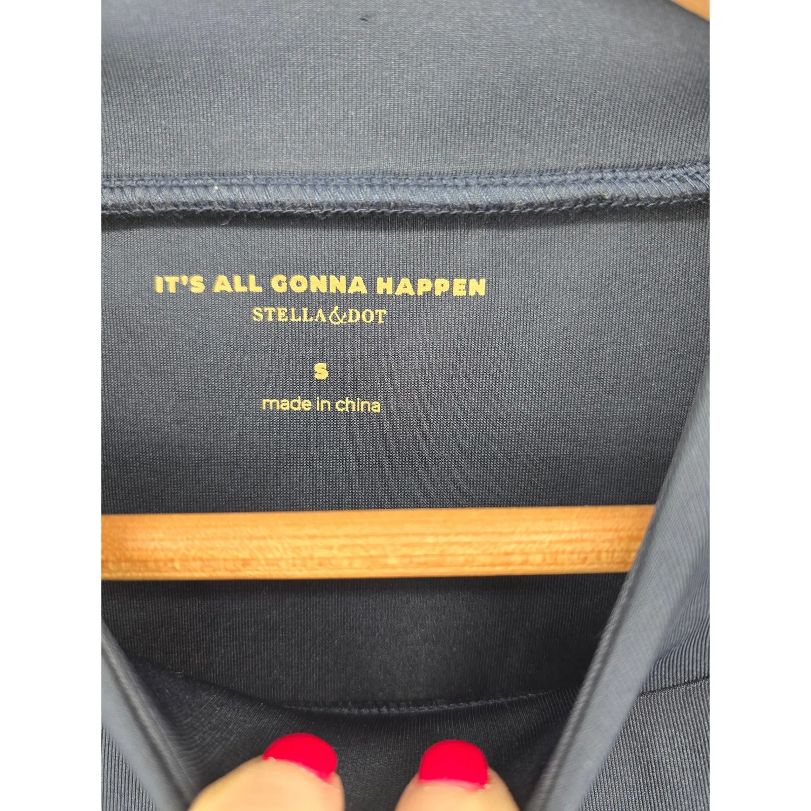 Stella Dot It's All Gonna Happen Navy Blue Mock Neck Long Sleeve Pullover Small - Image 2