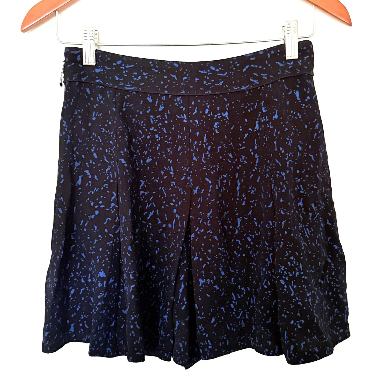 Proenza Schouler Splatter Pleated Full Skirt Mini Shorts Zip Office Siren Sz 4 - Image 2