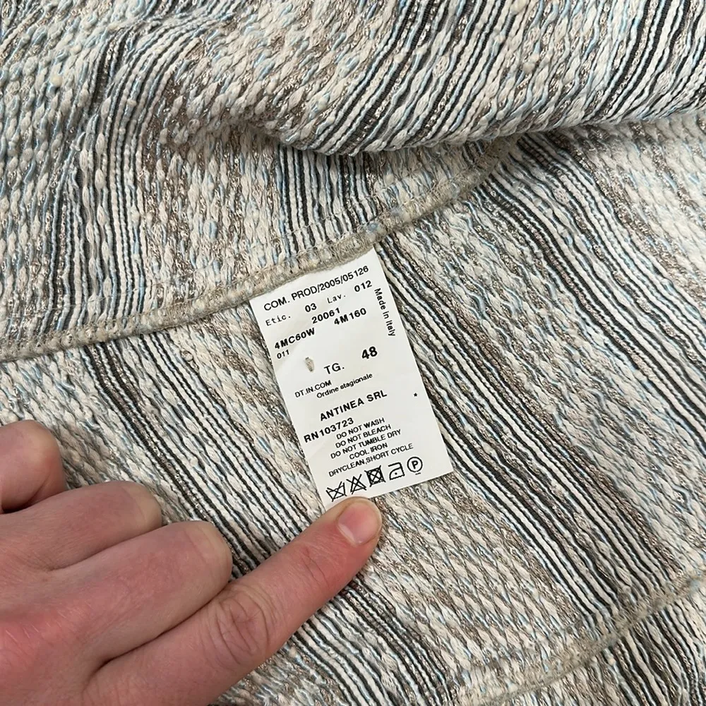 ARMANI COLLEZIONI Gray Striped Knit Button Front Blazer/Jacket Women Size 12 - Image 9