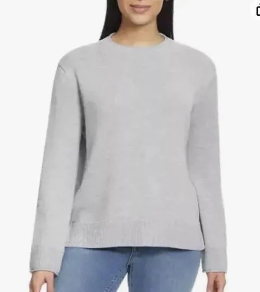 Women's Gray Cozy Knit Crew Neck Sweater Size Large - Image 2