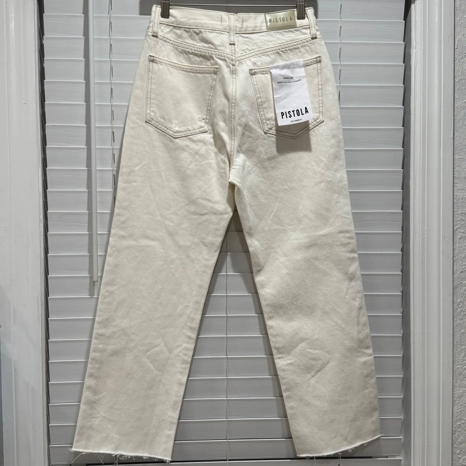 NEW Pistola Cassie Crop Super High Rise Straight Leg Cream Denim Jeans size 26 - Image 11