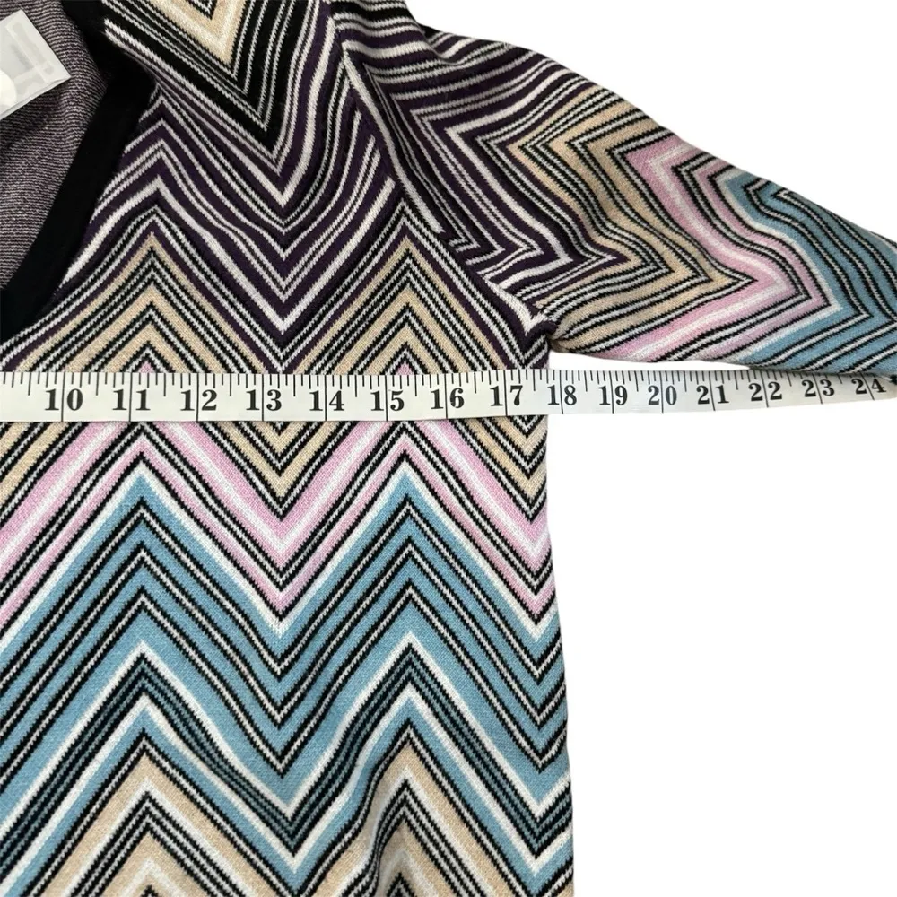 MINNIE ROSE Women's Chevron Cropped V Neck Pullover In Multi combo NEW - Image 6