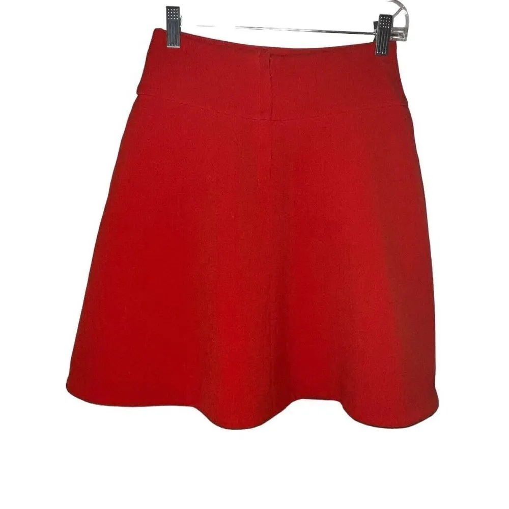 MAEVE BY ANTHROPOLOGIE RED SKATER FULL SKIRT MINI ZIPPERED POCKETS WOMEN SIZE 0‎ - Image 4