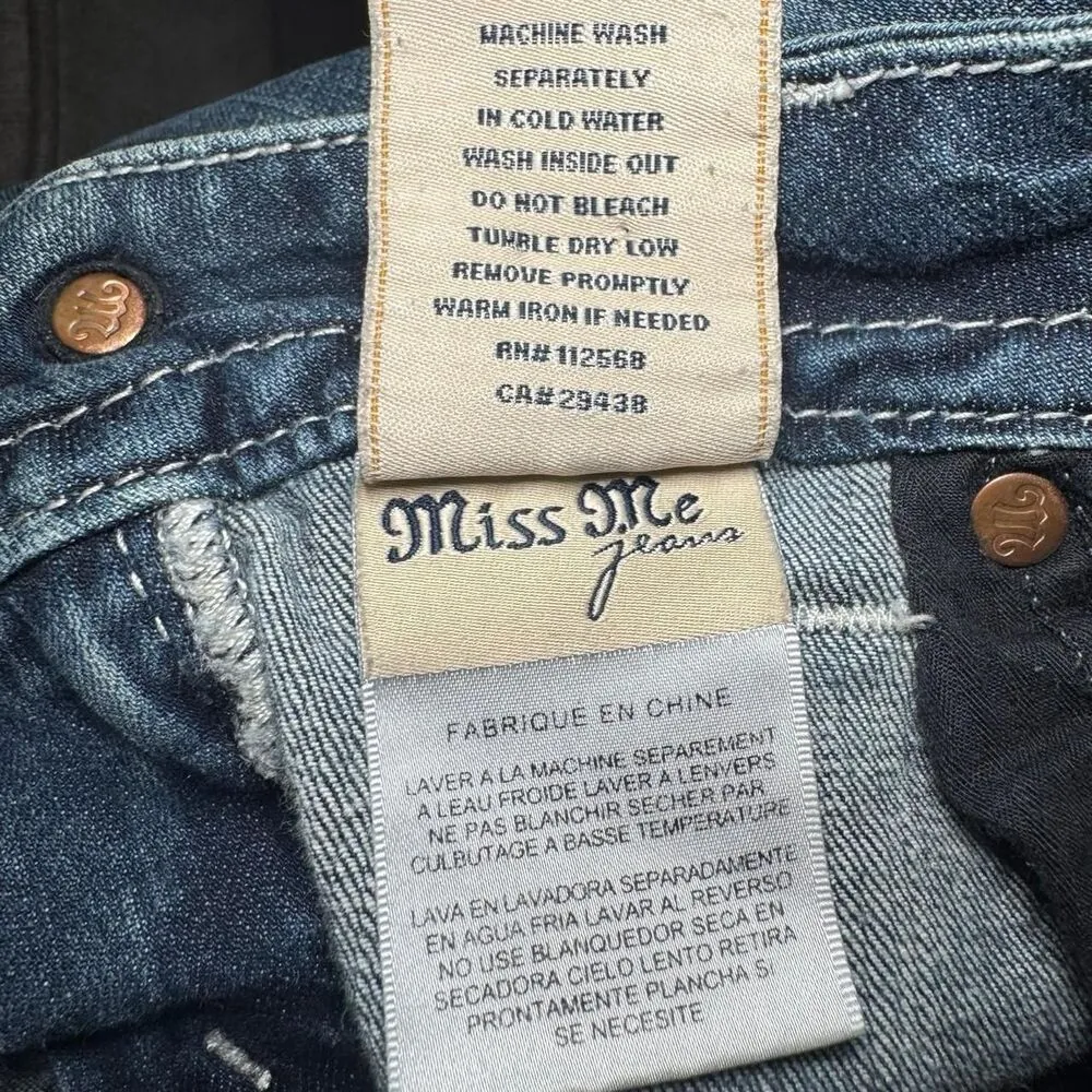 Miss Me blue bootcut embellished low rise jeans JE8032BL Size 26 - Image 8