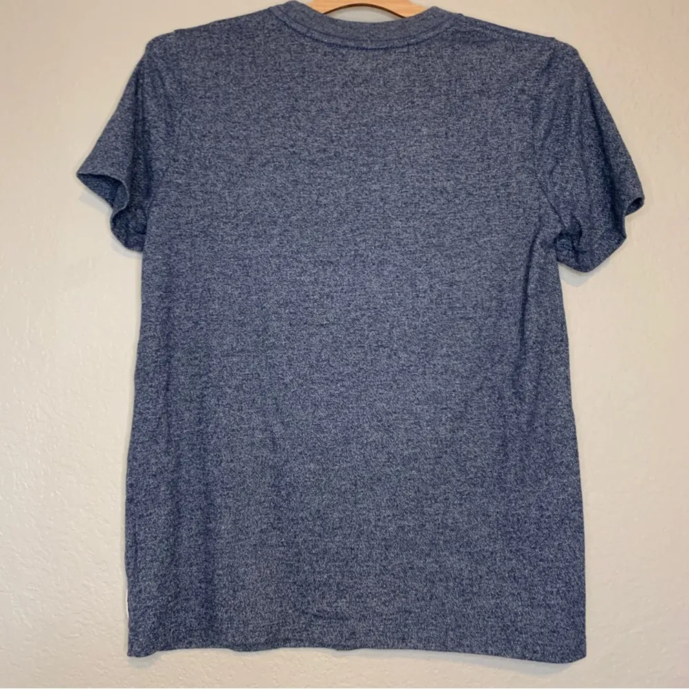 Roots Canada Logo Beaver Marled Blue Short Sleeve Shirt Women Size S - Image 2