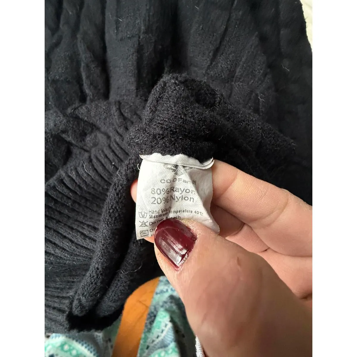 Black Cable Knit Turtleneck Sweater by Coofandy Size L - Image 5