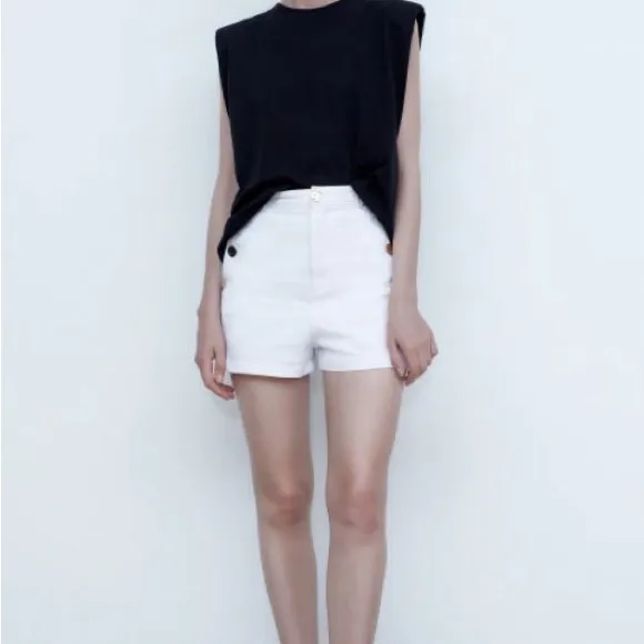 Zara NWT Shorts with gold buttons - Image 2