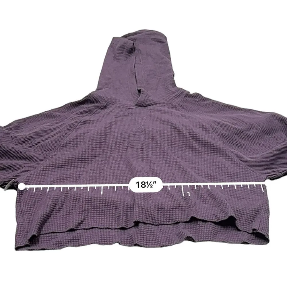 TNA Superior Waffle Knit Long Sleeve Pullover Crop Hoodie in Violet Haze‎ S NEW Purple - Image 5