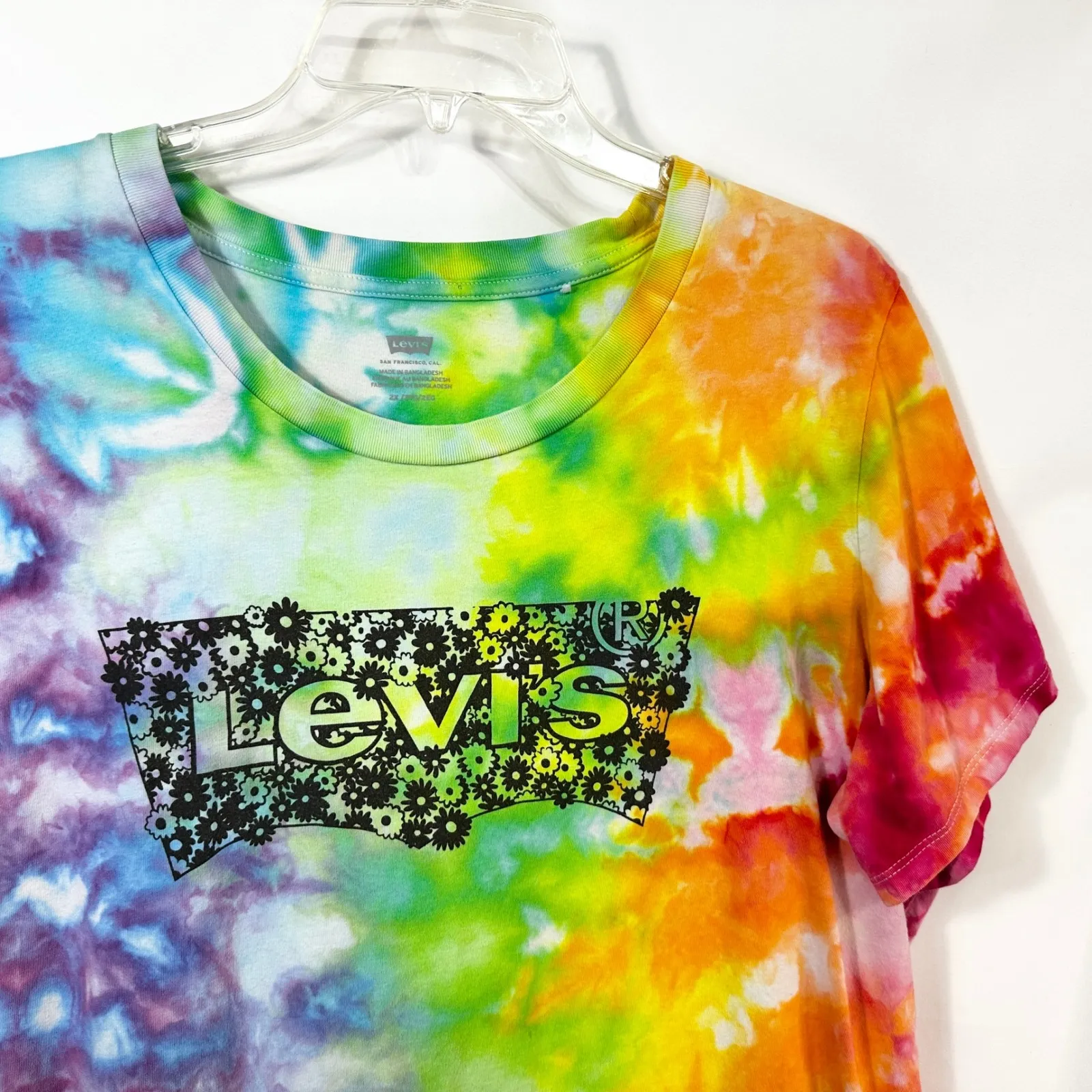 Levi's Plus Size 2X Top Handmade Tie‎ Dye T-Shirt Flower Logo Rainbow 1497 - Image 5