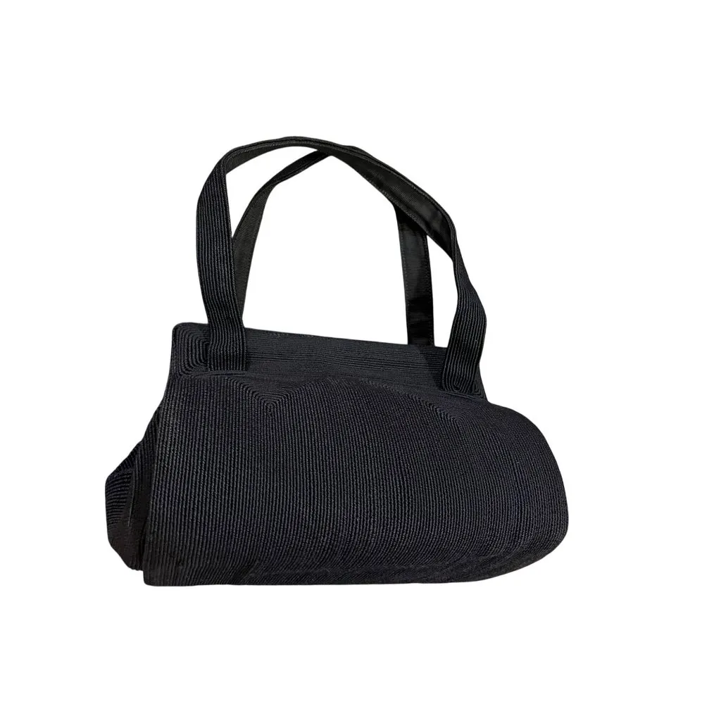 Vintage Corde Handbag 1940s Black Rayon Structured Top Handle Bag Used - Image 4