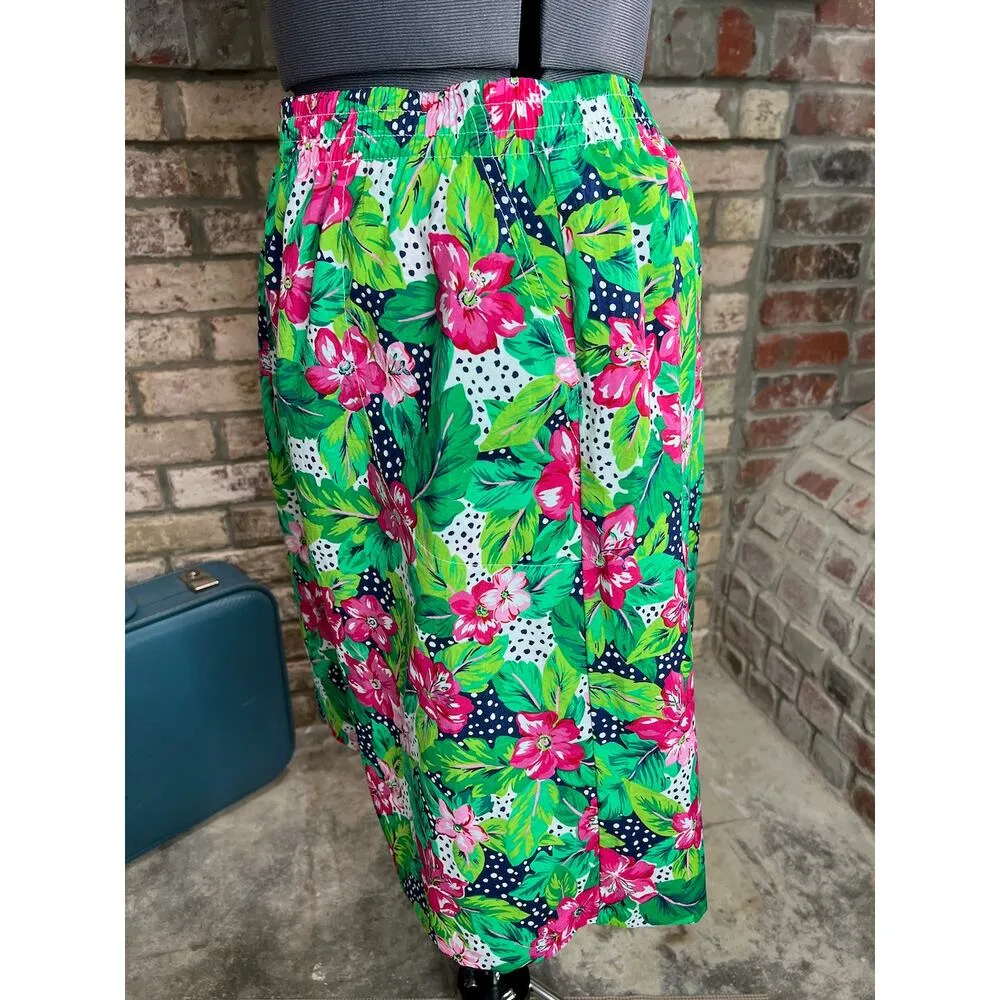 high waisted shorts bermuda floral green pink 1980s Barbiecore - Image 4