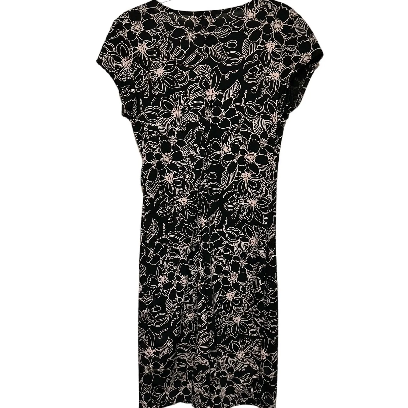 B. Smart‎ Women's Floral Black Light Pink Short Sleeve Dress w/Ties Size 11/12 - Image 2