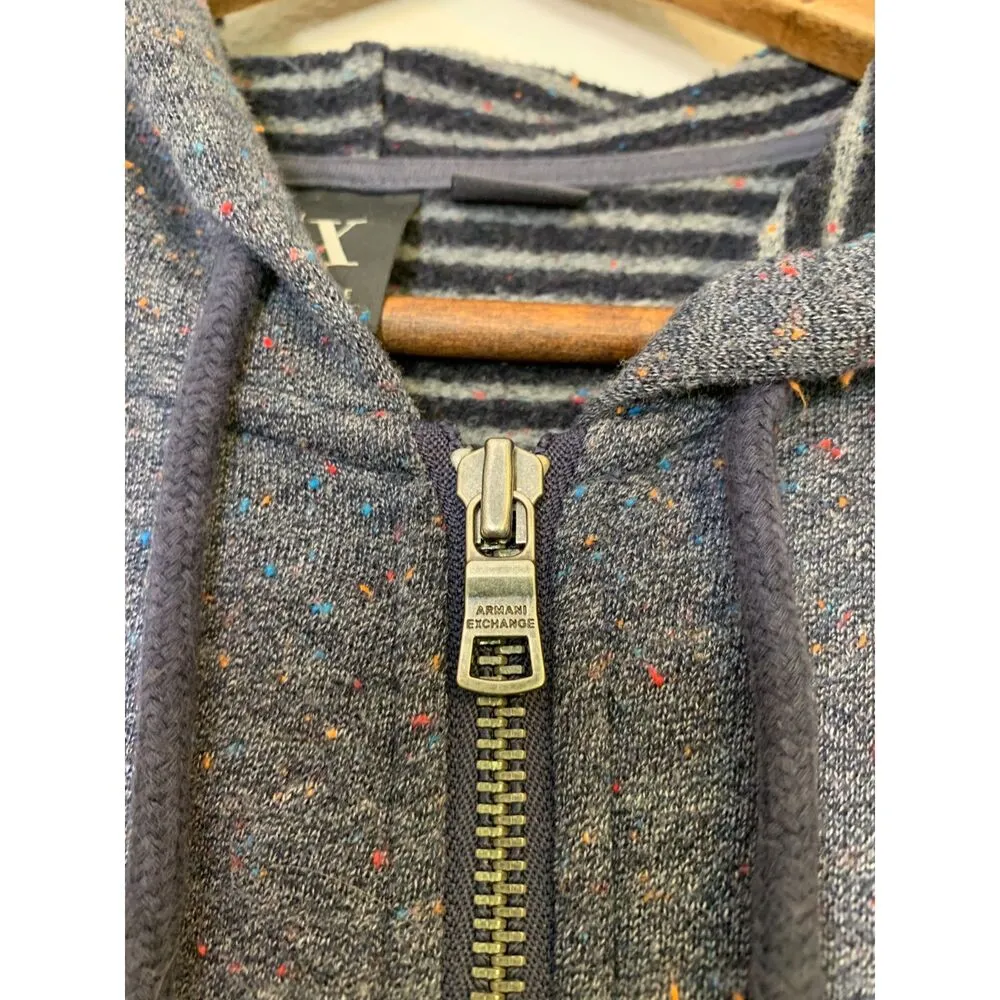 AX Armani Exchange Blue Full Zip Jacket Womens Sz XL Hooded Confetti Style - Image 2