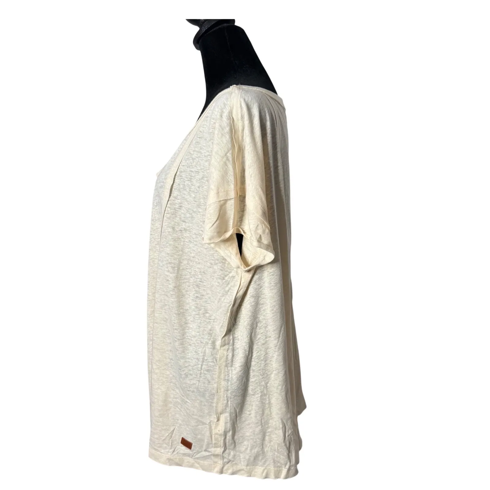 Peace Love World Flax Linen Slub Knit Flowy Tee Size M Minimalist Coastal BOHO - Image 10